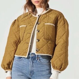 Astr Acacia Jacket S Small Quilted Tan Ginger Brown Coat Anthropologie NEW